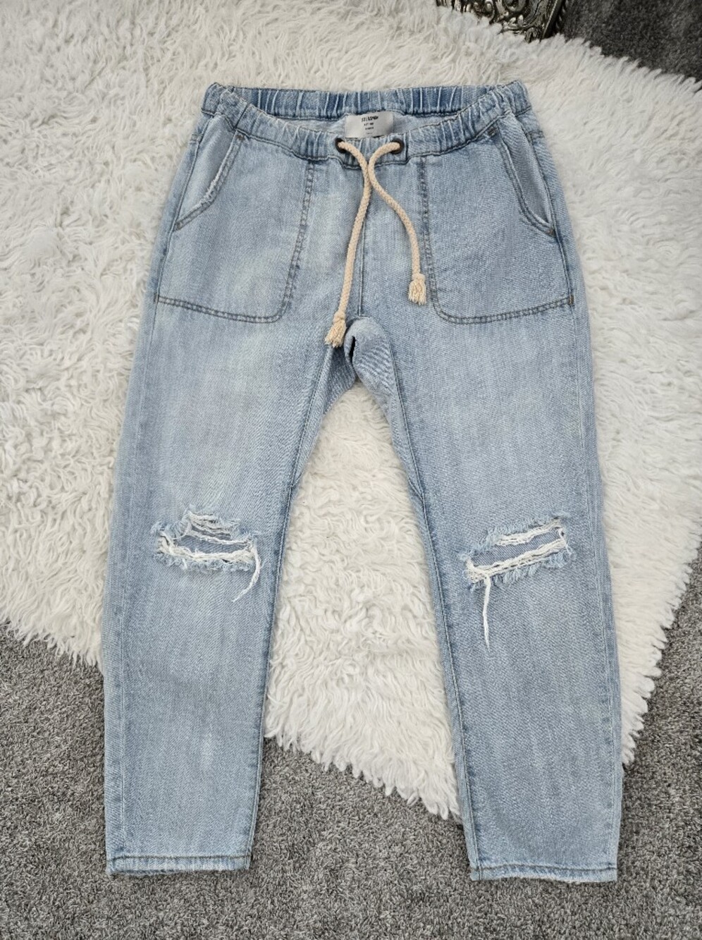 One Teaspoon Shabbies Drawstring Boyfriend Jeans relaxed slouchy look. Small.